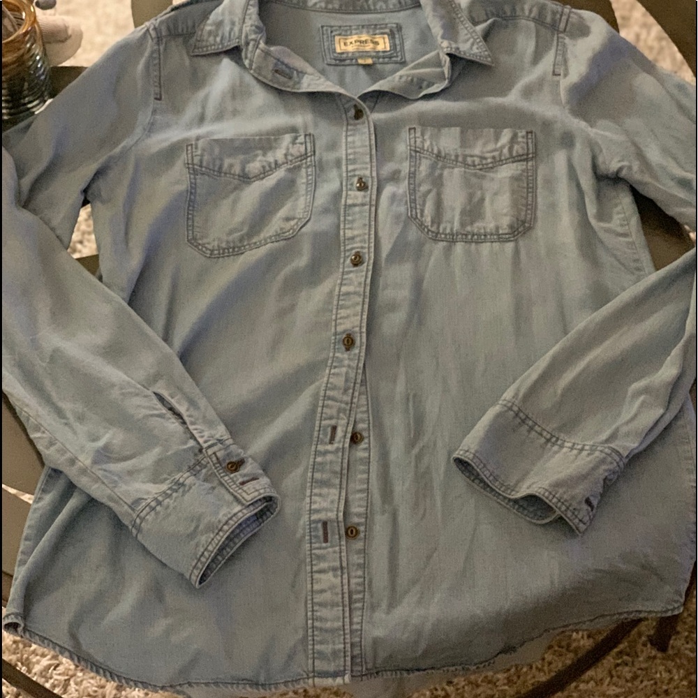 Express Women's Pocket Military Boyfriend Shirt